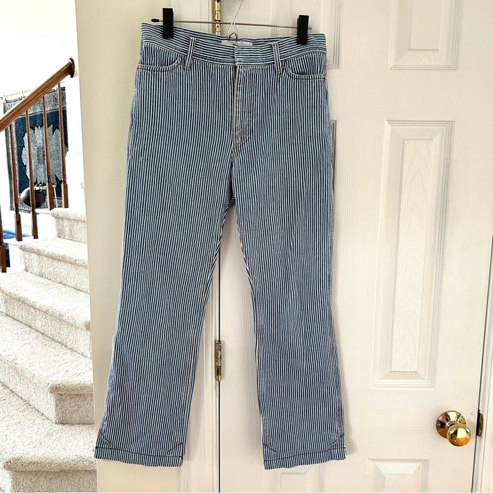 Toga Pulla Railroad Blue & White Pinstripe Straight Leg Jeans